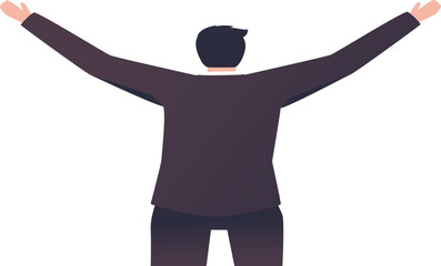 Joyful man celebrating success ,happy person illustration showing freedom and positive emotion
