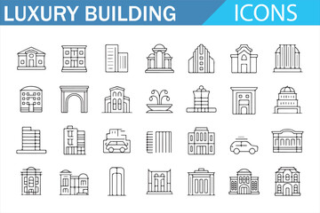 Vector line art of luxury property, towers, and office architecture