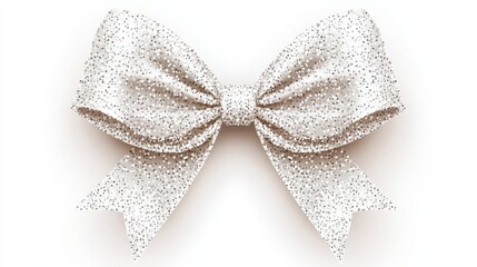 Elegant silver glitter bow isolated on a white background