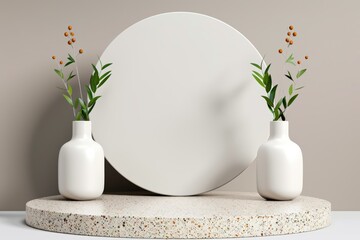 Elegant Terrazzo Platform in Neutral Tones for High End Product Showcase