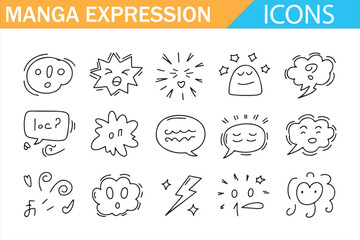 Minimalist comic expression icons for digital design projects