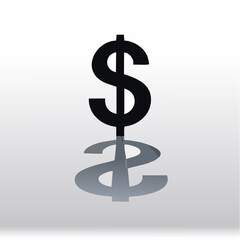 Obraz premium A tiny, single dollar sign is magnified to look enormous, casting a long, ominous shadow across the floor.