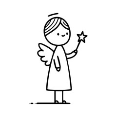 Cute little angel holding a magic wand with a star, symbolizing joy, hope, and holiday magic.