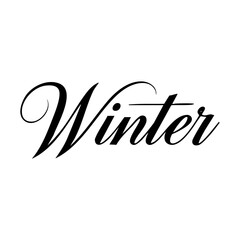 Elegant black calligraphy text “Winter” representing the serene and refined beauty of the cold season and festive atmosphere.