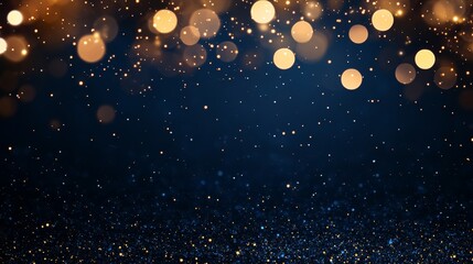 Sparkling navy backdrop with golden shimmer and elegant light vibrations for festive celebration