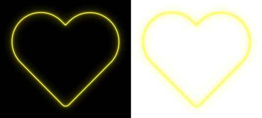 Glowing neon blue heart outline on black and transparent background