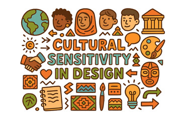 Fototapeta premium Cultural Design Doodle. Cultural Sensitivity in Design. Hand-drawn doodle illustration of cultural sensitivity