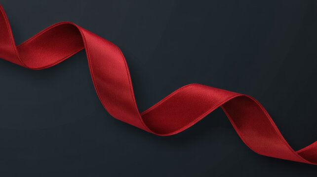 Elegant red ribbon on dark background a flowing satin decoration perfect for gift wrapping and festive designs