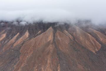 Panoramic View of Jandía Mountains Covered by Clouds, Fuerteventura, Canary Islands