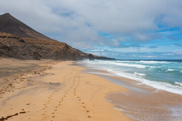 Aerial View of Cofete Beach with Roque del Moro, Fuerteventura