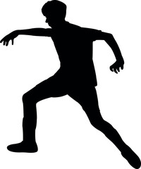 a boy jumping body silhouette vector