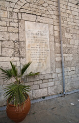 Potted Plant Beneath Religious Icon in Catholic Church, Nafplio