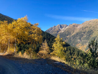 Pyrenees mountains in Aiguestortes National Park during autumn