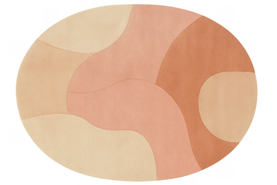 Oval abstract rug with wavy pastel color blocks - Powered by Adobe