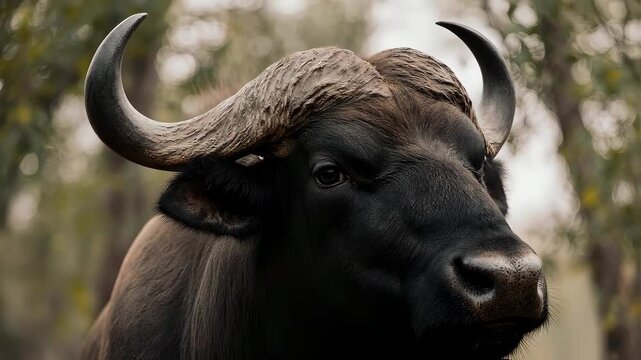 Majestic Gaur Portrait - A Close-Up of the Indian Bison.