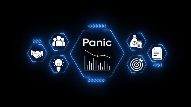 Financial Crisis Downturn Market Crash Economic Recession Panic Button Stock Market Decline Business Failure Investment Loss Debt Crisis Global Economy Collapse Downtrend Graph Icons