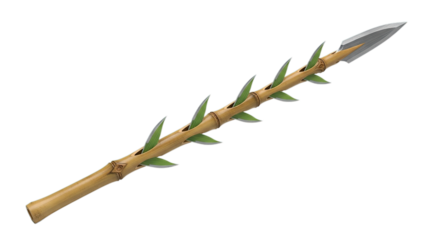 Bamboo Spear Weapon Tribal Hunter Ancient Tool Isolated on White Background