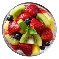 Vibrant fruit salad in a clear bowl