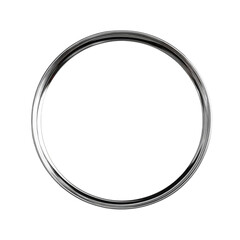 Circular metallic frame, smooth, reflective, and detailed