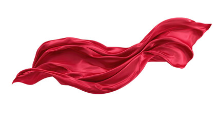 Scarlet fabric drapes in flowing folds against black backdrop