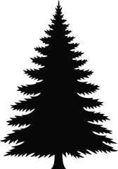 Obraz premium Green evergreen pine tree vector silhouette for Christmas and winter holiday decoration