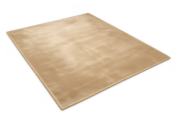 Beige rectangular soft rug on transparent background