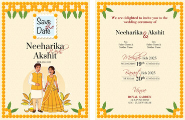Romantic Modern indian wedding save the date invitation - Haldi
