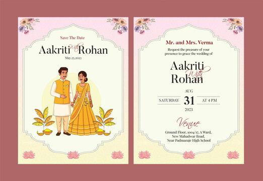 Romantic Modern indian wedding save the date invitation - Haldi
