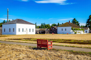 Historic buildings and barracks at Fort Vancouver National Site