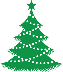 Fototapeta premium 🎄 A vibrant green pine tree vector illustration isolated on white with snow and a yellow star for Christmas and New Year decoration