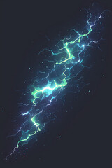 Flowing vertical lightning strike vector illustration