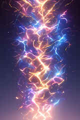 Flowing vertical lightning strike vector illustration