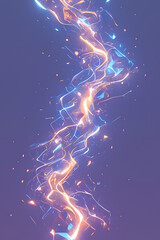 Flowing vertical lightning strike vector illustration