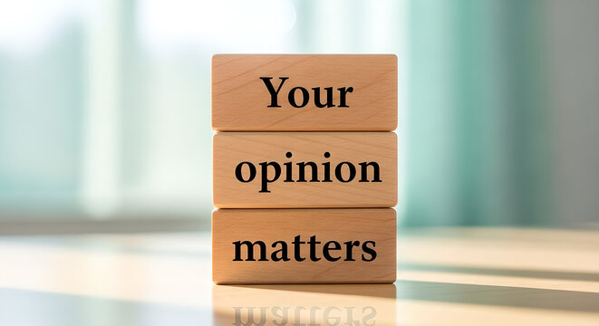 Opinion Matters Feedback Survey Blocks Wooden Copy Space