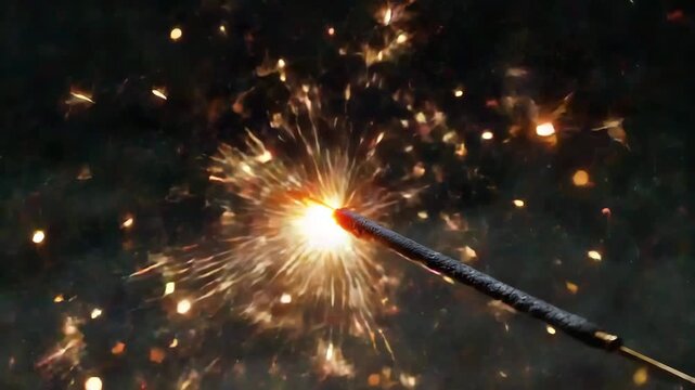 Colorful sparkler lights up night sky during festival celebration