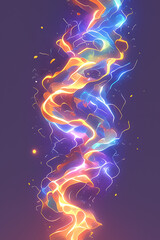 Flowing vertical lightning strike vector illustration