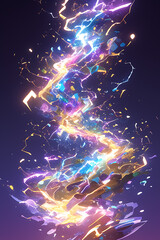 Flowing vertical lightning strike vector illustration