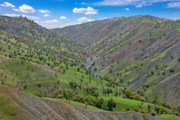 A wide-angle view of dry, rugged Zagros foothills in Kurdistan