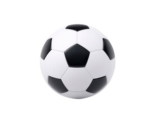 Fototapeta premium Soccer ball with classic black and white pattern isolated on transparency background, round shape, sports equipment, used for football games, energetic and dynamic feeling