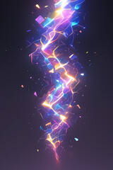 Flowing colorful lightning bolts vertical vector