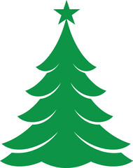 Fototapeta premium Green vector Christmas tree illustration isolated on white, perfect holiday decoration for winter season celebration