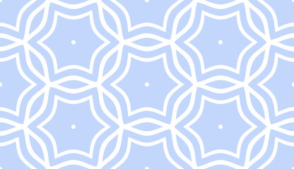 Abstract Seamless Geometric Hexagons Light Blue Pattern. 