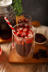 Hibiscus cooler. In Mexico, known as Agua de Jamaica, an infusion made from the hibiscus flower (Hibiscus sabdariffa), which is said to have multiple health benefits. It can be enjoyed hot or cold.