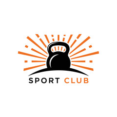 Strong kettlebell club emblem design idea for fitness training