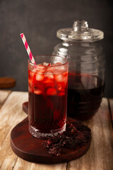 Hibiscus cooler. In Mexico, known as Agua de Jamaica, an infusion made from the hibiscus flower...