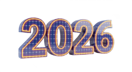 Futuristic Blue Grid 2026 Isolated on Transparent PNG Background