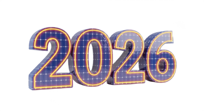 Futuristic Blue Grid 2026 Isolated on Transparent PNG Background