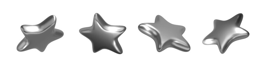 Silver 3D star isolated. Christmas, birthday, anniversary, party, significant date design element PNG.