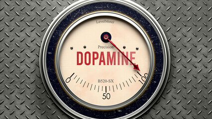 Dopamine that is hitting a full scale, showing a very high level of dopamine, overload of it, too much of it. Maximum value, off the charts.  ,3d illustration © GoodIdeas