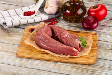 Raw pork tenderloin for cooking
